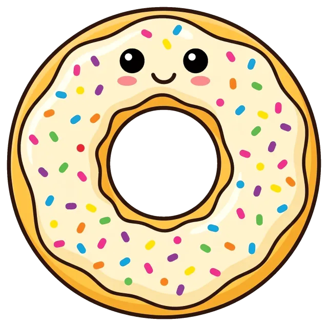 Cute vanilla sprinkle donut with smiling face