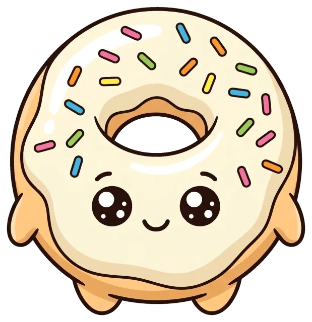 Cute vanilla sprinkle donut with smiling face