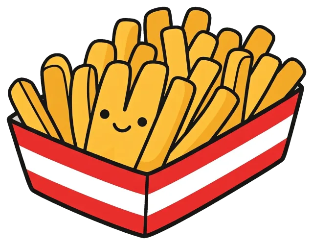 Cartoon paper food tray with smiling french fries