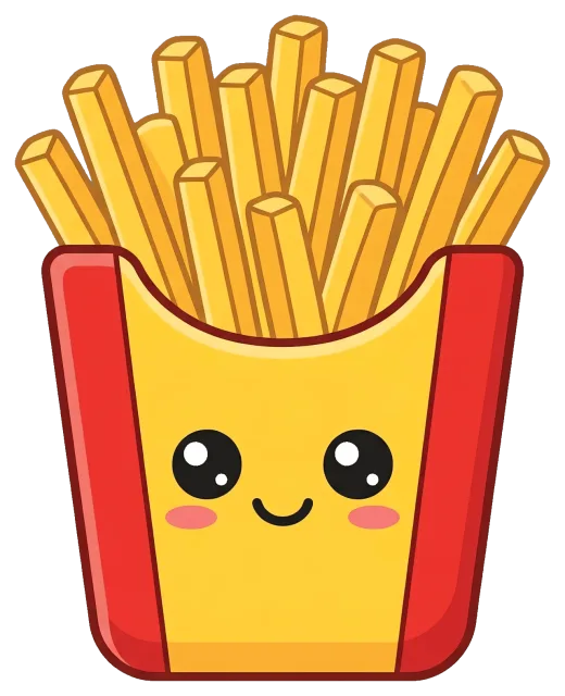 Cute cartoon cardboard fry box with smiling face