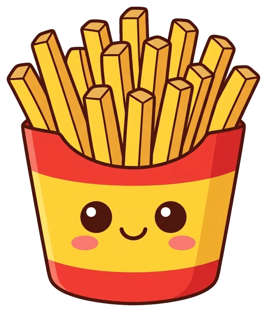 Cute cartoon french fry bucket with smiling face