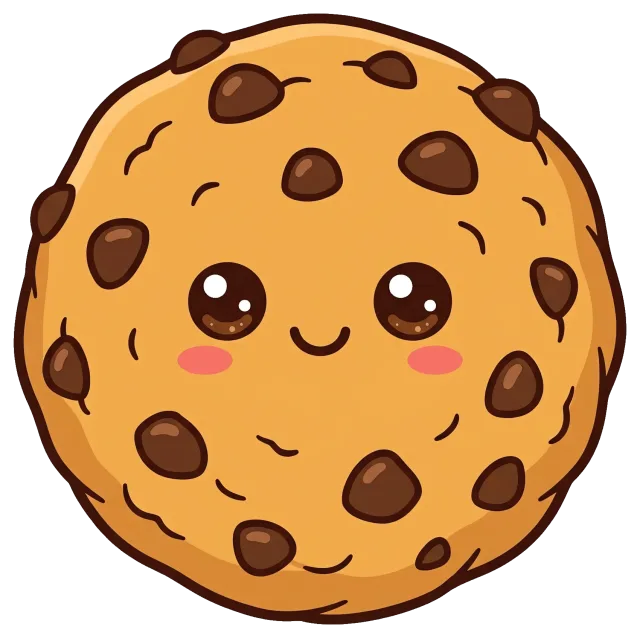 Cute chocolate chip cookie with smiling face
