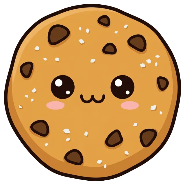 Cute chocolate chip cookie with smiling face