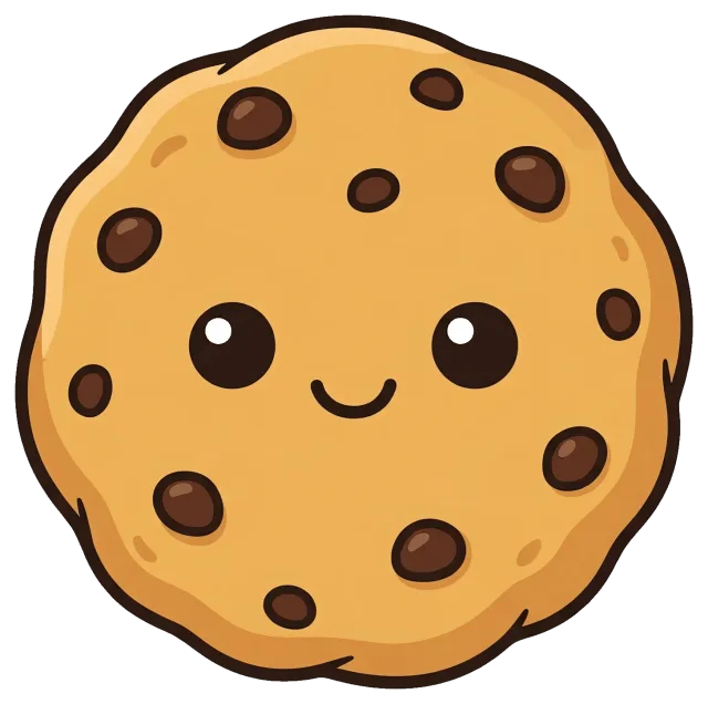 Cute chocolate chip cookie with smiling face