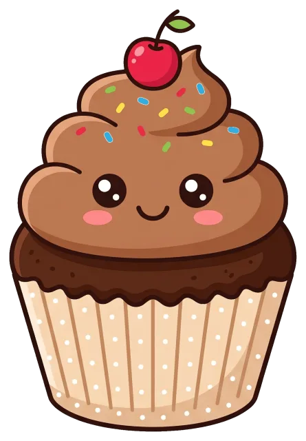 Cute chocolate cupcake with cherry and sprinkles