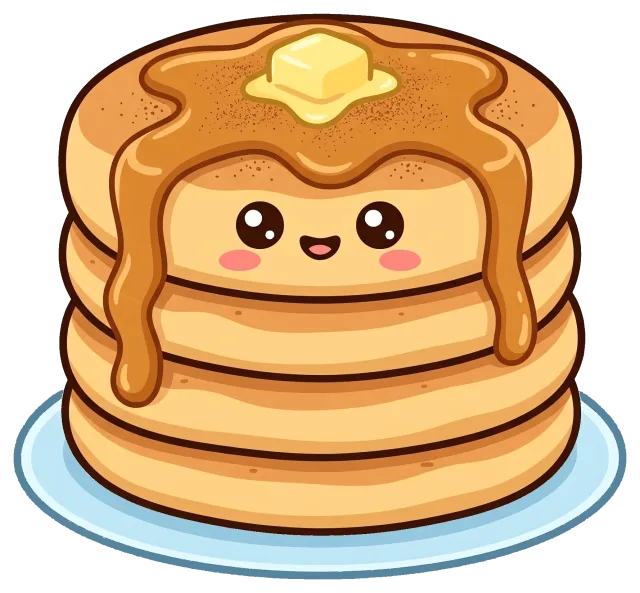 Cute cinnamon pancake stack with butter and syrup