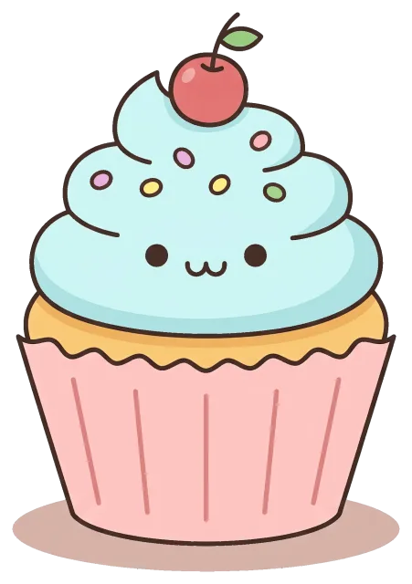 Cute cupcake with blue frosting and cherry on top