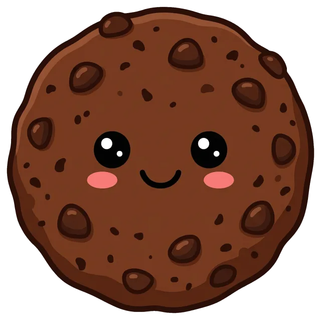 Cute double chocolate chip cookie with smiling face