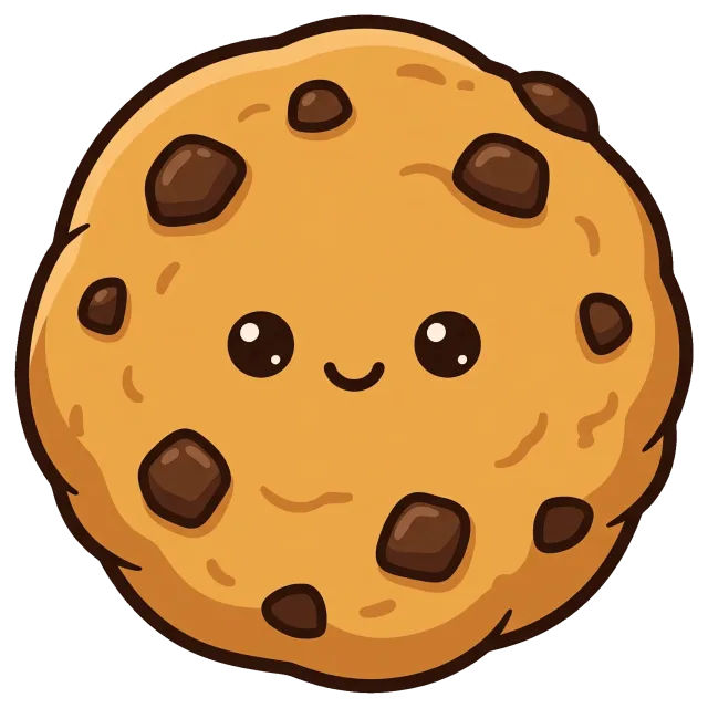 Cute giant chocolate chip cookie with smiling face