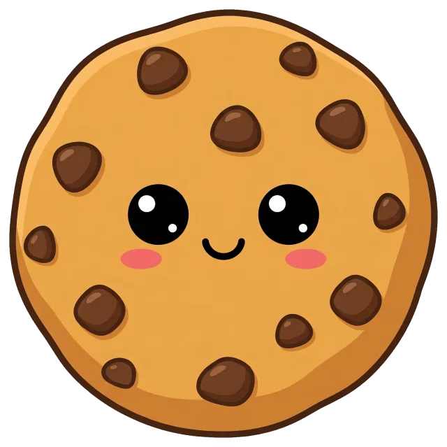 Cute giant chocolate chip cookie with smiling face