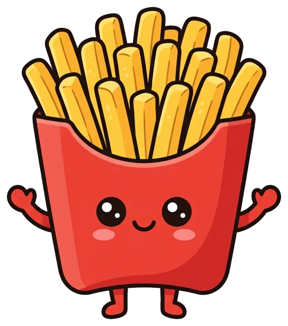 Cute kawaii french fries box with smiling face