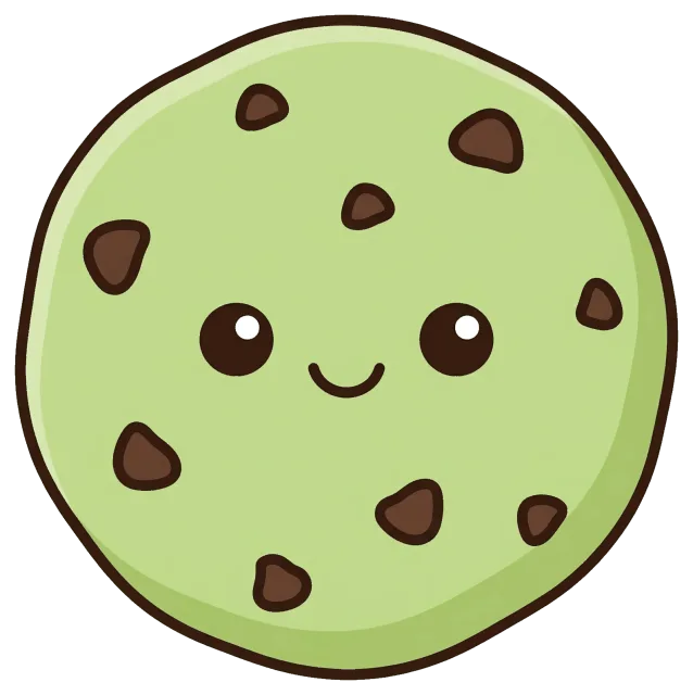 Cute matcha chocolate chip cookie with smiling face