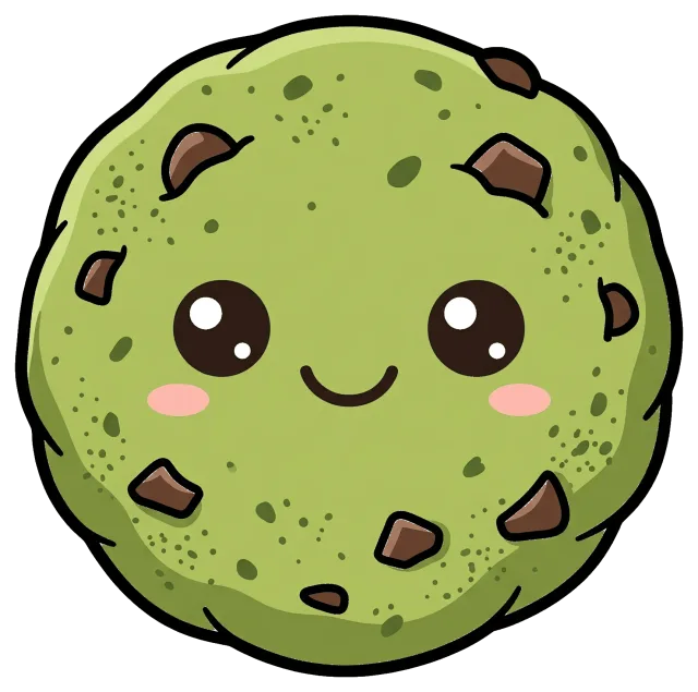 Cute Matcha Chocolate Chip Cookie with Smiling Face