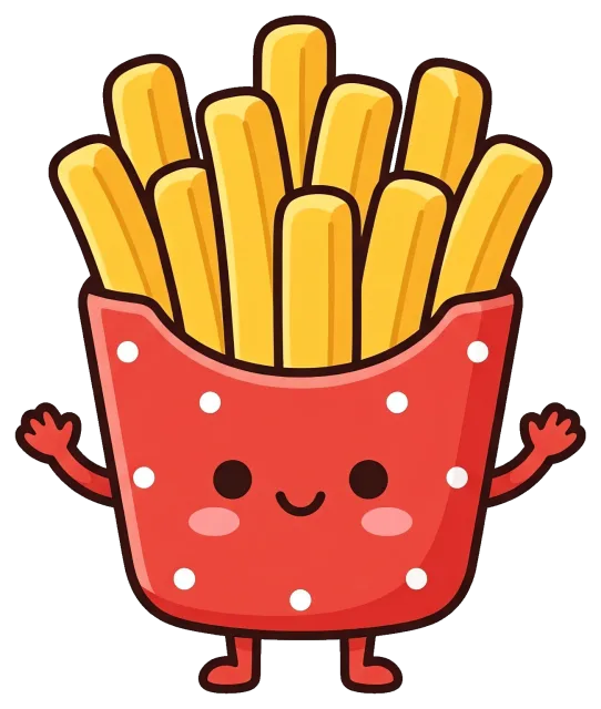 Cute Mini Cup of French Fries with Smiling Face