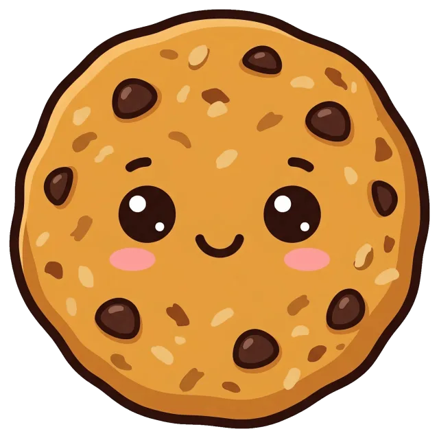 Cute oatmeal chocolate chip cookie with smiling face