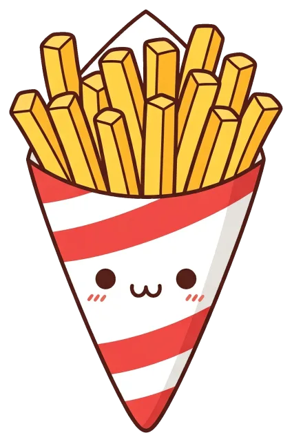 Cute Paper Cone of French Fries with Smiling Face