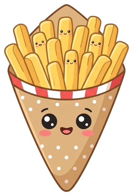 Cute Paper Cone of French Fries with Smiling Faces