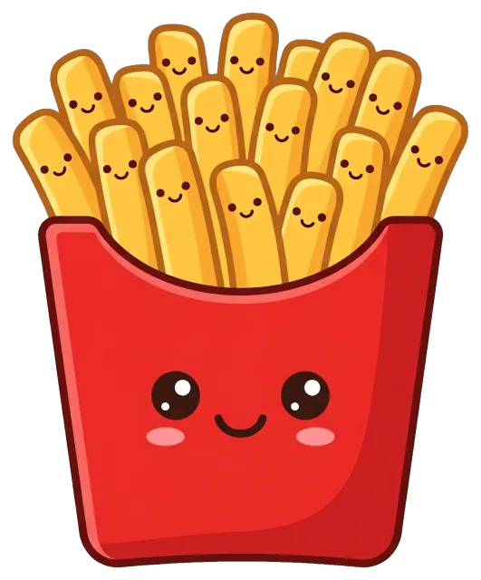 Cute red box of smiling french fries