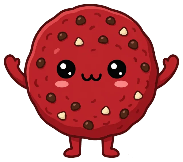 Cute red velvet chocolate chip cookie character