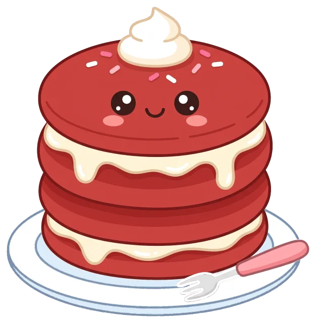 Cute Red Velvet Pancake Stack with Whipped Cream