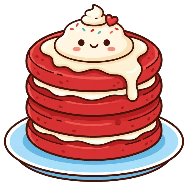 Cute Red Velvet Pancake Stack with Whipped Cream and Sprinkles