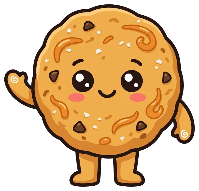Cute salted caramel cookie character with smiling face