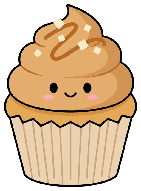 Cute salted caramel cupcake with smiling face