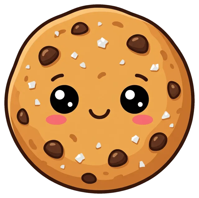 Cute sea salt chocolate chip cookie with smiling face