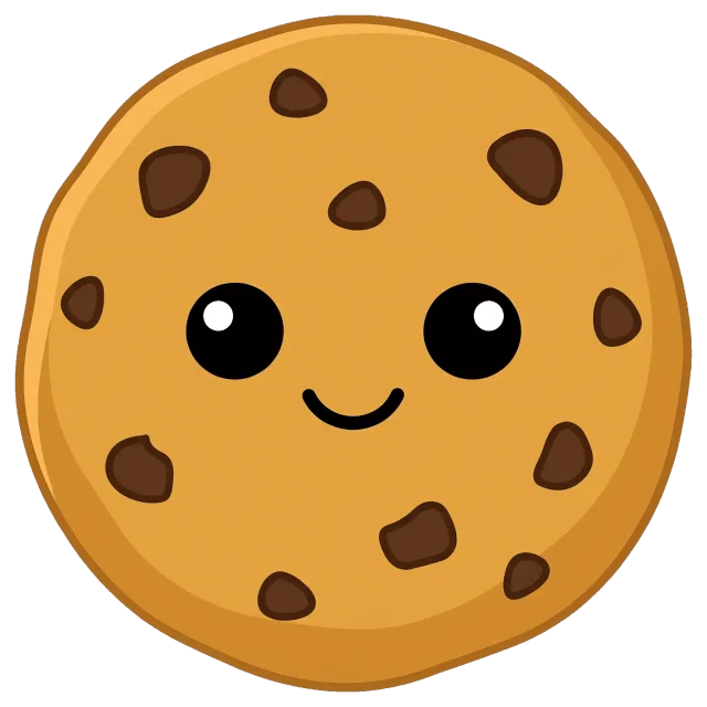 Cute smiling chocolate chip cookie cartoon
