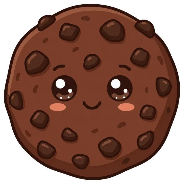 Cute smiling chocolate chip cookie with big eyes