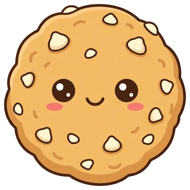 Cute smiling chocolate chip cookie with rosy cheeks