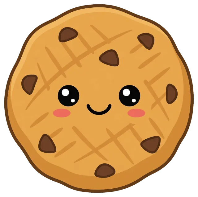 Cute smiling peanut butter chocolate chip cookie