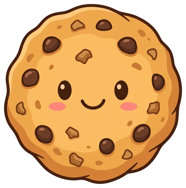 Cute walnut chocolate chip cookie with smiling face