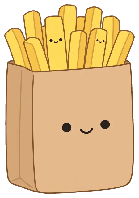 Kraft paper bag with smiling french fries