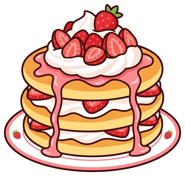 Strawberry Cream Pancake Stack with Whipped Topping
