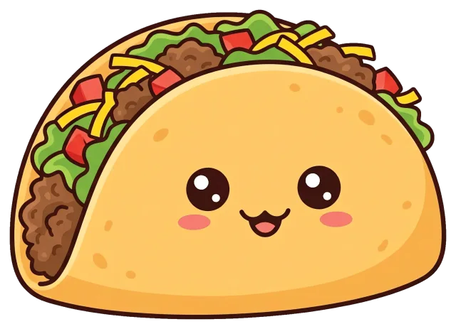 Cute beef taco with smiling face