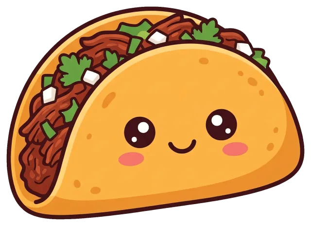 Cute Birria Taco Cartoon Character with Smiling Face