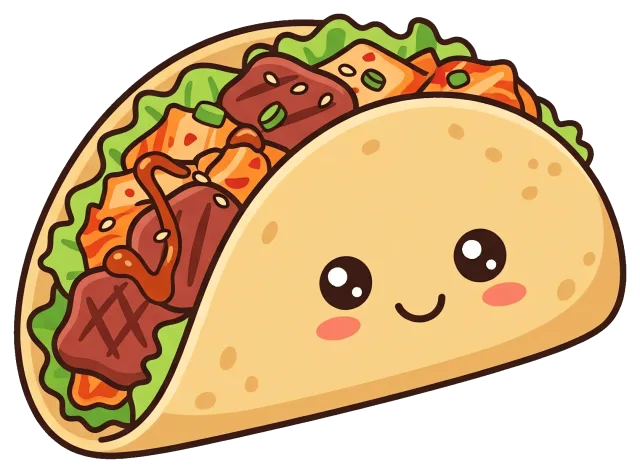 Cute Korean BBQ Taco with Smiling Face