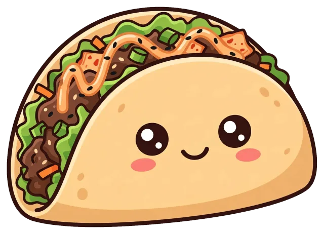 Cute Korean BBQ taco with smiling face
