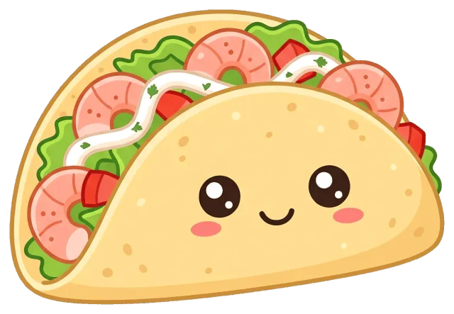 Cute shrimp taco with smiling face