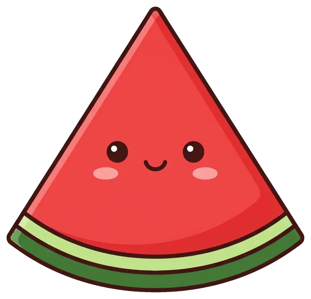 Cute cartoon watermelon slice with smiling face