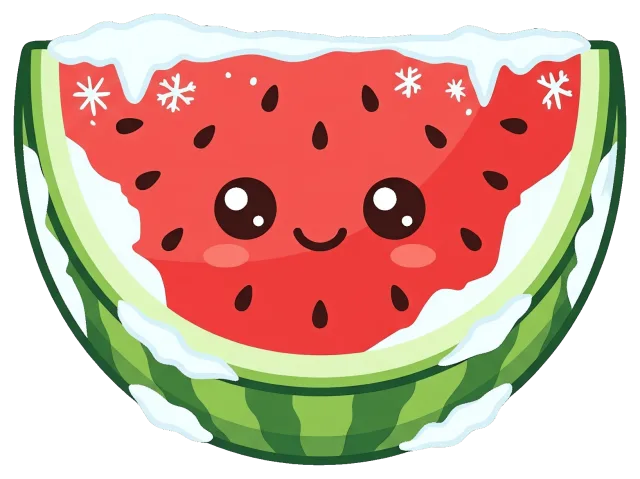Cute frozen watermelon slice with smiling face