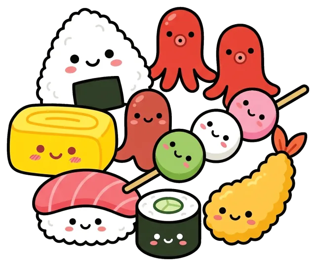 Cute Japanese Food Characters with Smiling Faces