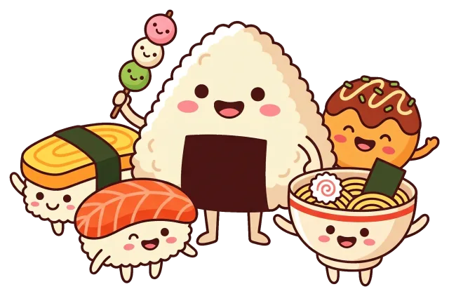 Cute Japanese Food Characters with Smiling Faces