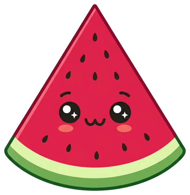 Cute kawaii watermelon slice with smiling face