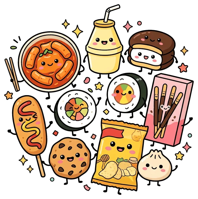 Cute Korean Snacks with Smiling Faces