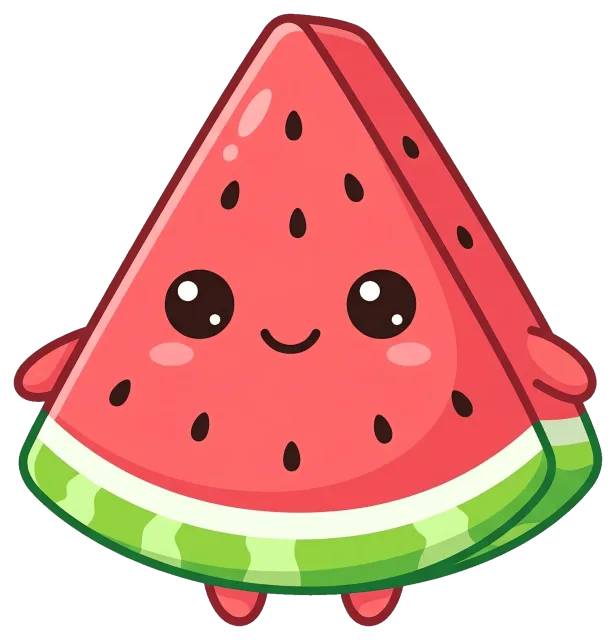 Cute smiling watermelon slice character