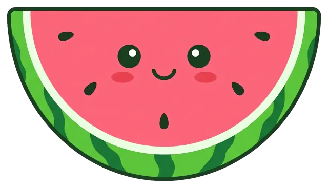 Cute watermelon slice with smiling face