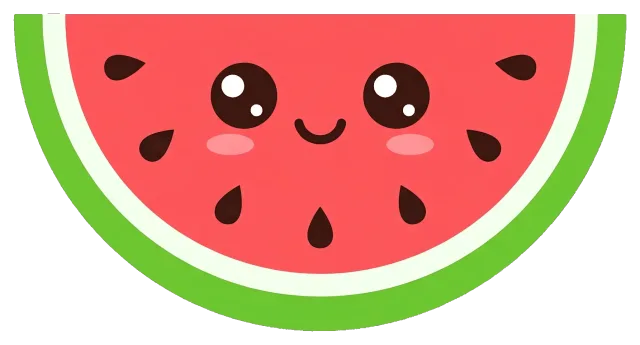 Cute watermelon slice with smiling face