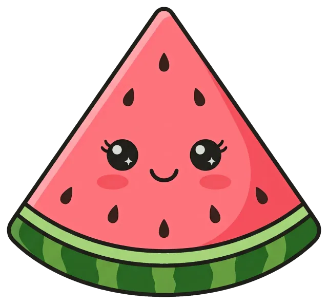 Cute watermelon slice with smiling face